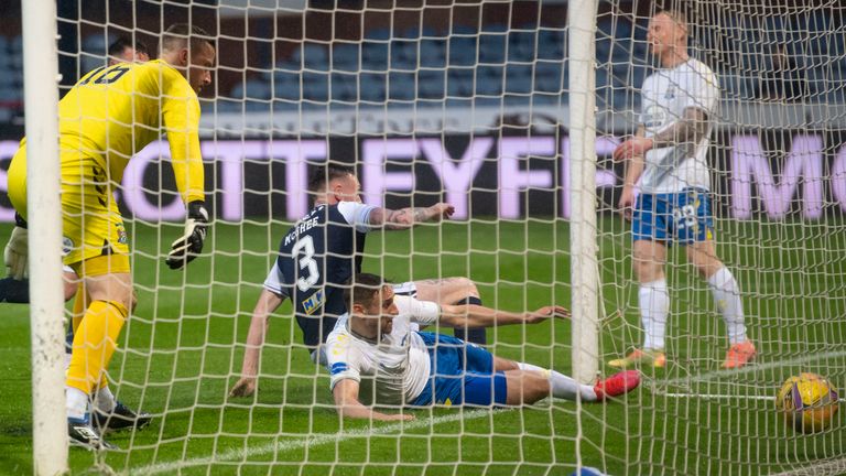 Dundee sert bir hamle yaptı 2 jordan mcghee bundles the ball home to make it 1-0 to dundee