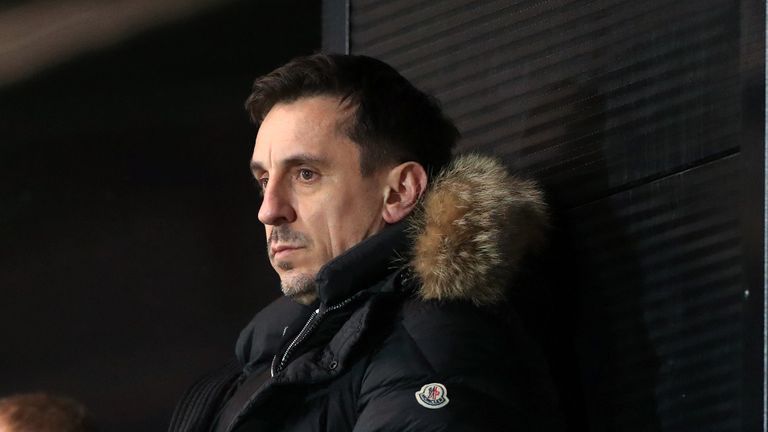Süper lig altı sayısı 2 gary neville in the stands during the sky bet league two match at the peninsula stadium, salford. picture date: friday january 22, 2021.