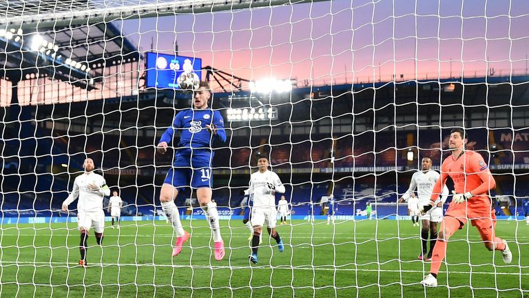 <p>chelsea, gerçek galibiyetten sonra city ile cl hesaplaşması kurdu 4 timo werner heads chelsea in front against real madrid in the champions league semi-final second leg