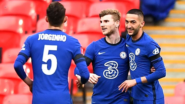 <p>chelsea'nin dayanışması 'joys tuchel 8 chelsea's hakim ziyech (r) celebrates with timo werner after giving his team a 1-0 lead