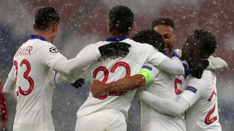 Poch: oyuncular feda edildi | mbappe: poch bize güven verdi 5 marquinhos celebrates with psg team-mates after scoring against bayern munich