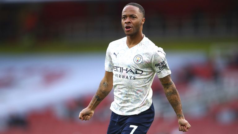 Pep: sterling'e 'bozulmamış' güven 3 raheem sterling celebrates after scoring two minutes into the first half against arsenal (ap)