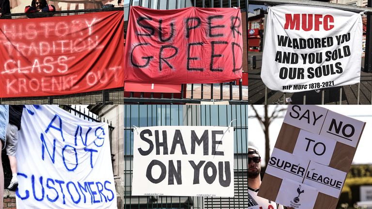 Süper lig çöktü: geride kalan kilit sorular 7 fans have placed banners outside grounds of the 'big six' in protest at the european super league